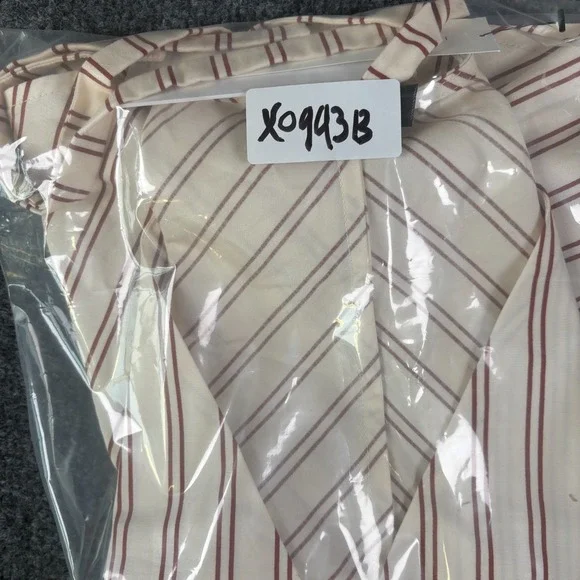 Reformation Tank Top Womens 2 Beige Brown Striped Tie Waist V Neck Casual Wear - Picture 10 of 10